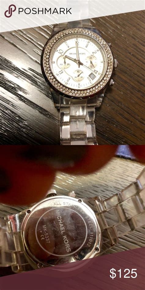 michael kors watch mk2012 leather band|Michael Kors clear band watch.